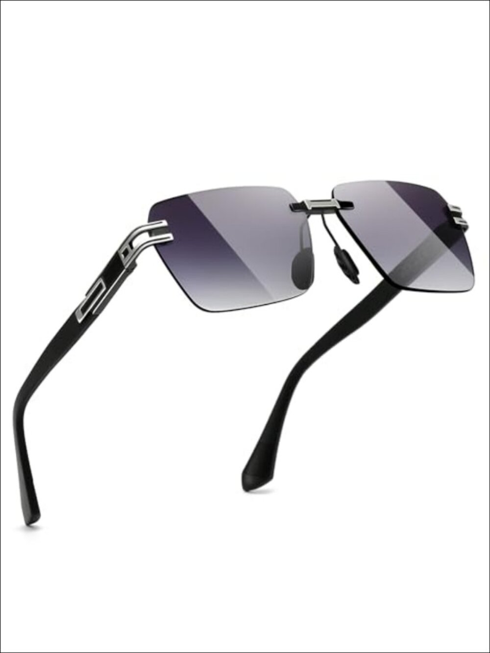 Rimless Rectangle Sunglasses Frameless UV400 Y2K Vintage Unisex Adult